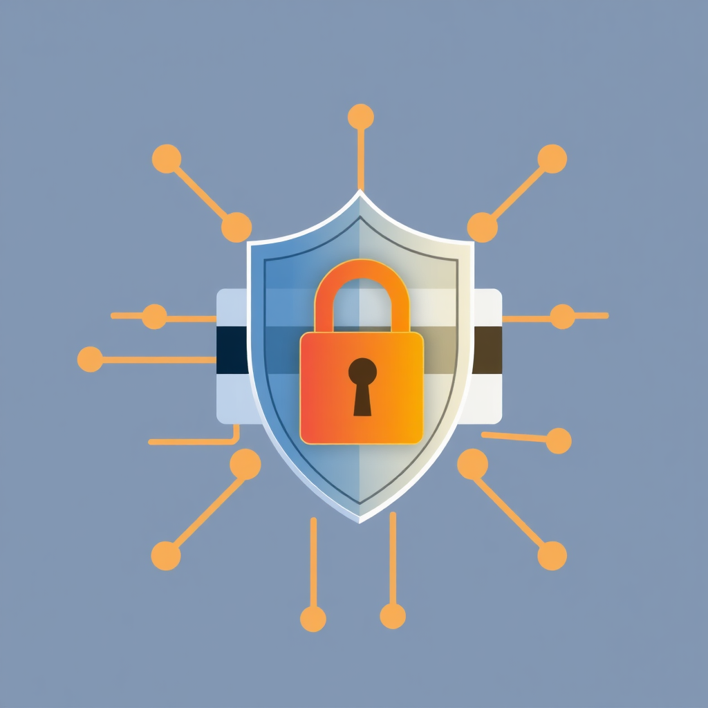 A graphic representation of data encryption protecting online transactions. Visualize a digital shield surrounding credit card numbers and other sensitive financial information. The colors should be professional and trustworthy, emphasizing security and reliability.